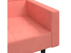 Sofá cama de 2 plazas con dos almohadas terciopelo rosa