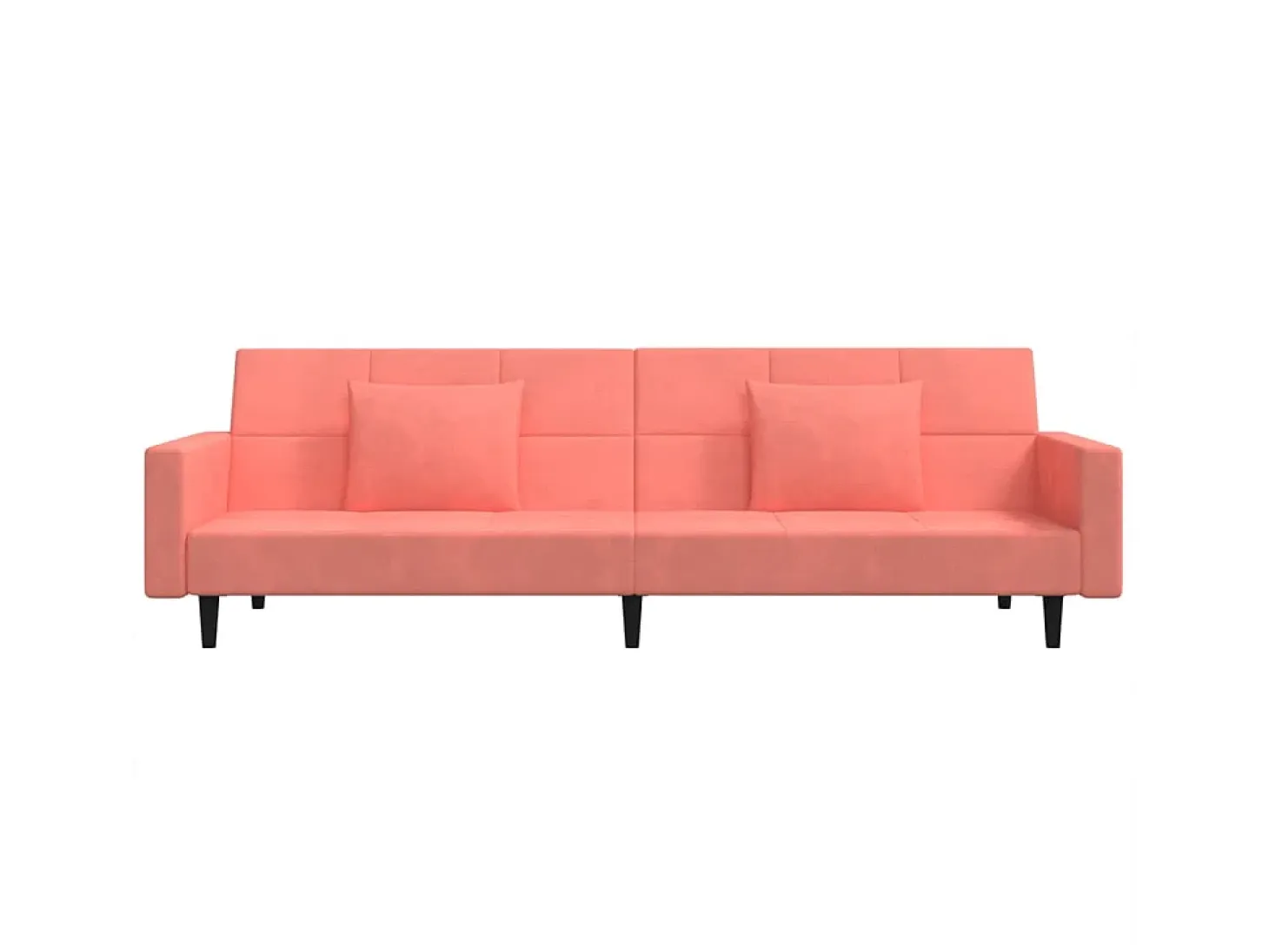 Sofá cama de 2 plazas con dos almohadas terciopelo rosa