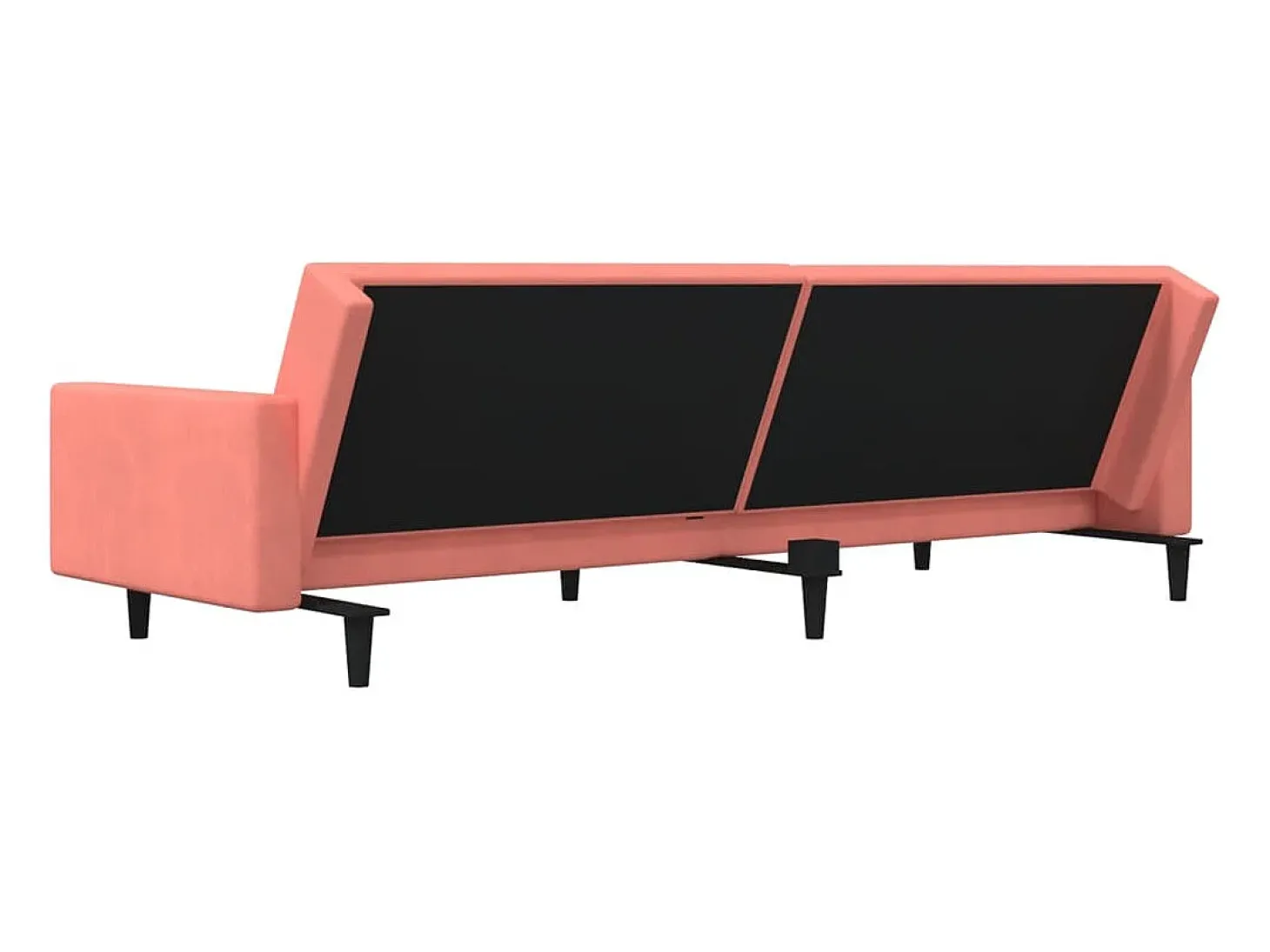 Sofá cama de 2 plazas con dos almohadas terciopelo rosa