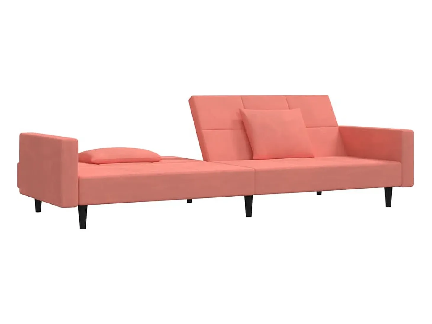 Sofá cama de 2 plazas con dos almohadas terciopelo rosa