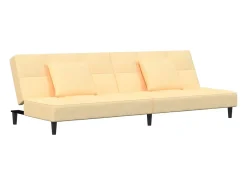 Sofá cama de 2 plazas con dos almohadas terciopelo color crema