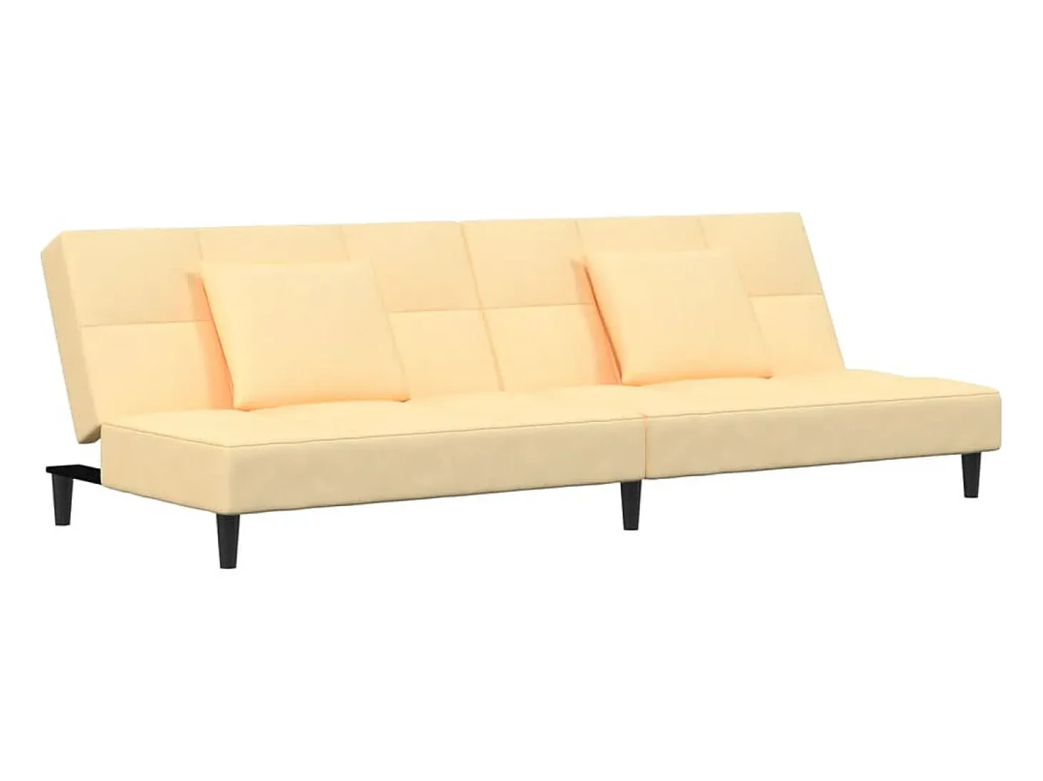 Sofá cama de 2 plazas con dos almohadas terciopelo color crema