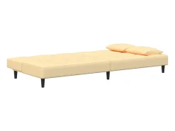 Sofá cama de 2 plazas con dos almohadas terciopelo color crema