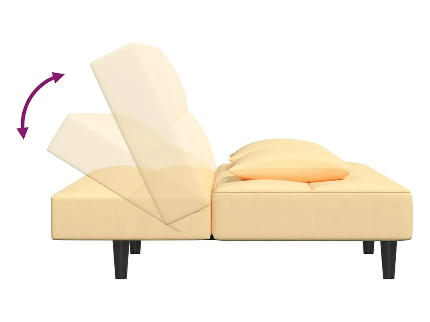 Sofá cama de 2 plazas con dos almohadas terciopelo color crema