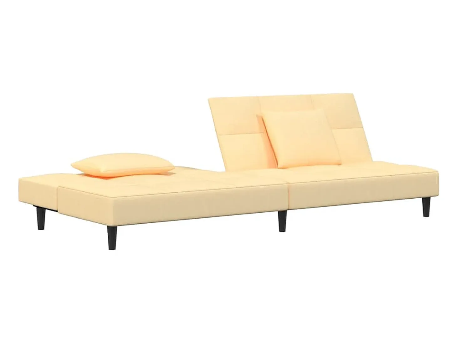 Sofá cama de 2 plazas con dos almohadas terciopelo color crema