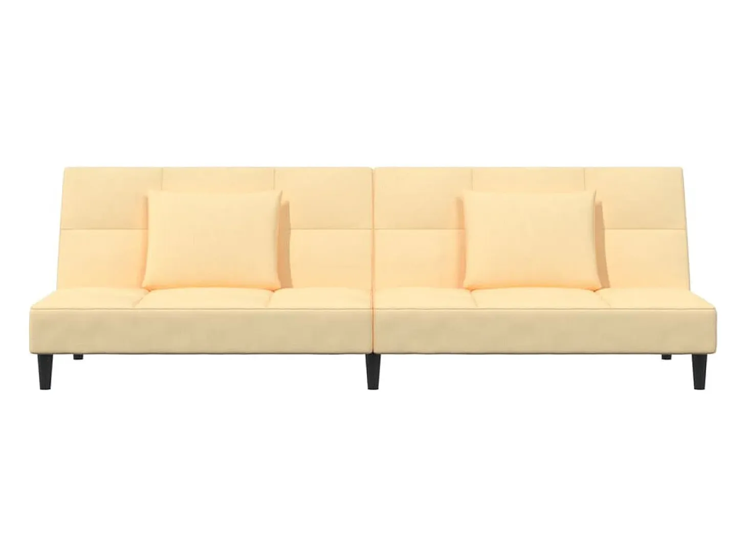 Sofá cama de 2 plazas con dos almohadas terciopelo color crema