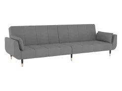 Sofá cama de 2 plazas con dos almohadas terciopelo gris claro