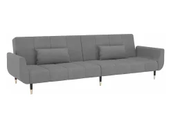 Sofá cama de 2 plazas con dos almohadas terciopelo gris claro