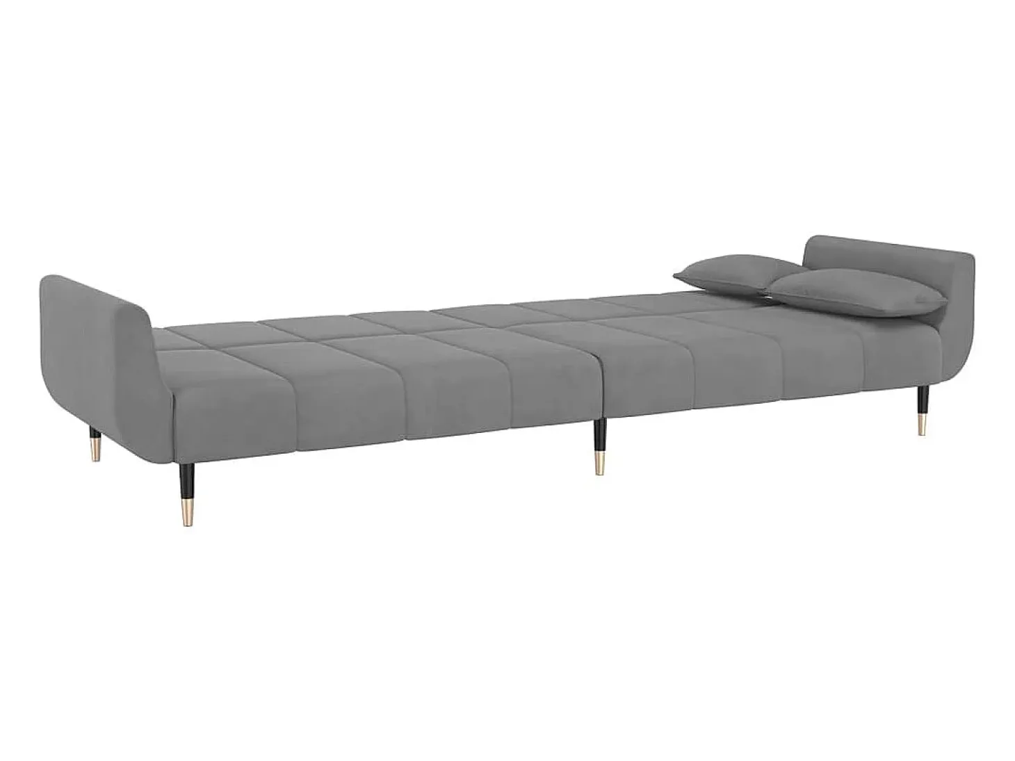 Sofá cama de 2 plazas con dos almohadas terciopelo gris claro