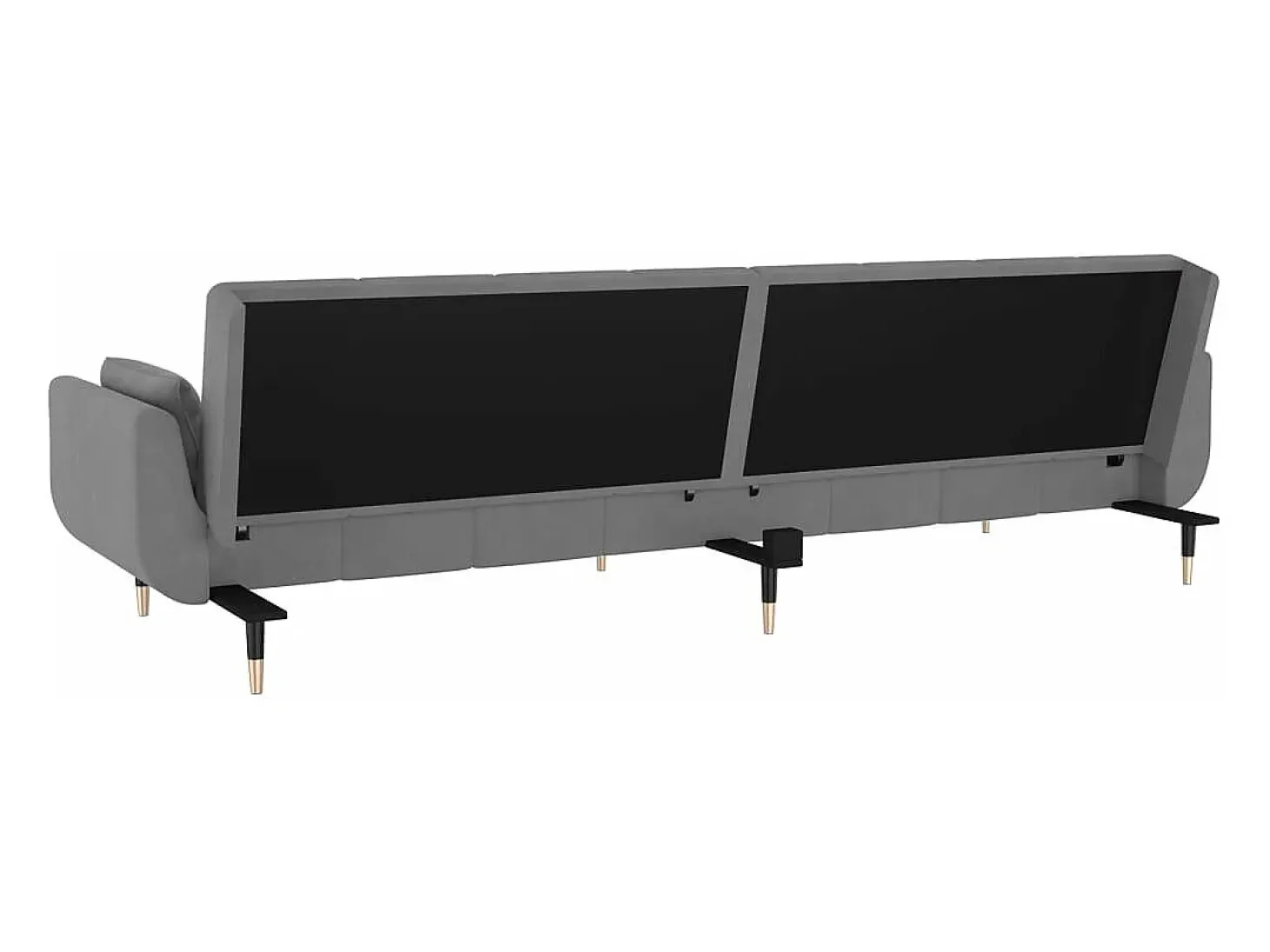 Sofá cama de 2 plazas con dos almohadas terciopelo gris claro