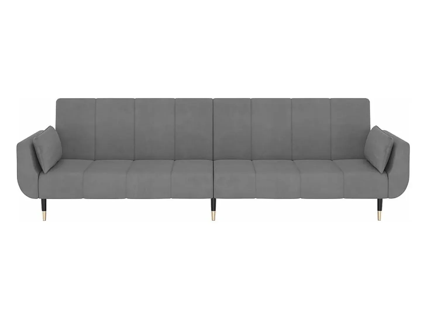 Sofá cama de 2 plazas con dos almohadas terciopelo gris claro