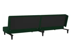 Sofá cama de 2 plazas con dos almohadas terciopelo verde oscuro