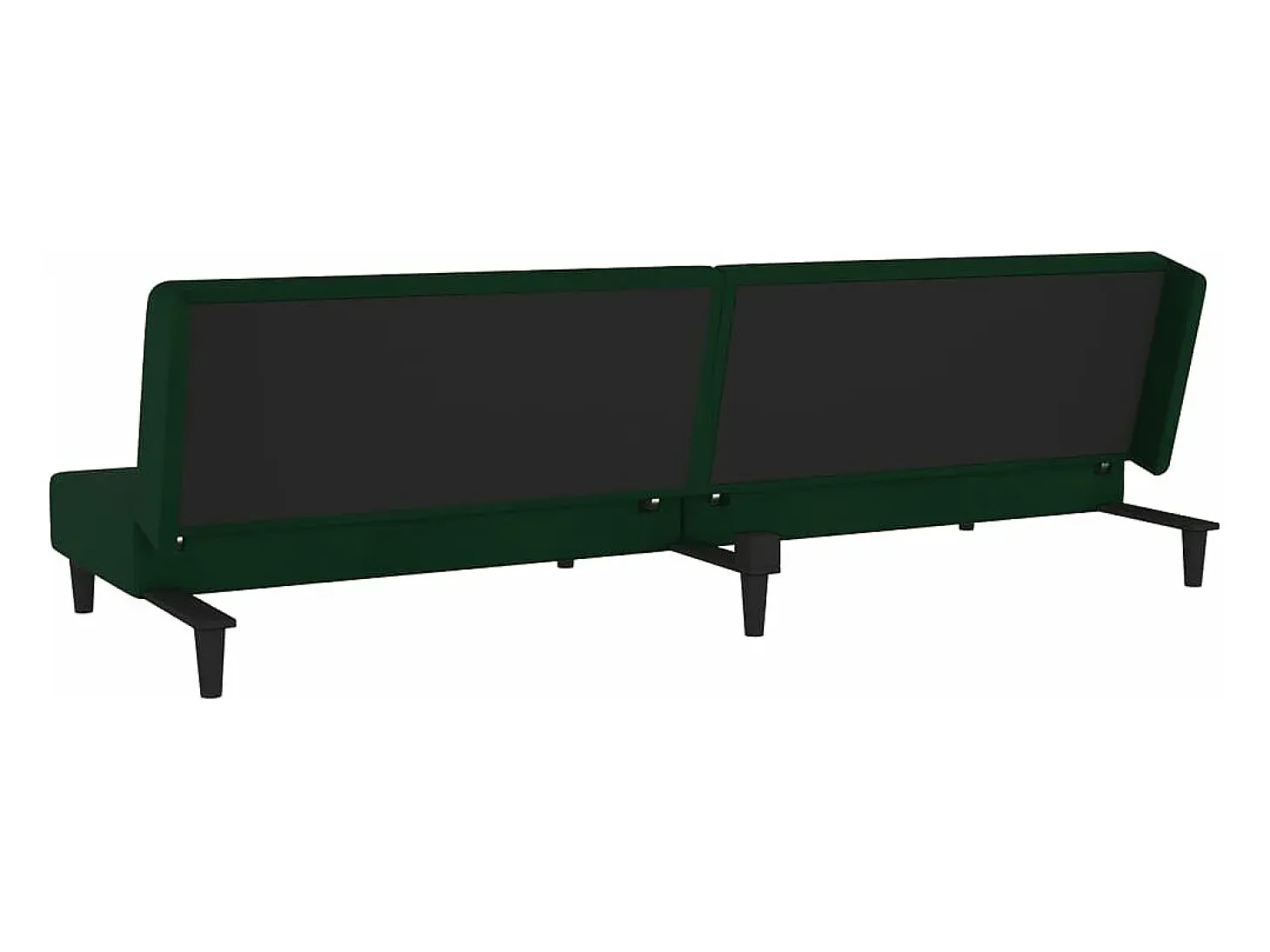 Sofá cama de 2 plazas con dos almohadas terciopelo verde oscuro