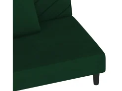 Sofá cama de 2 plazas con dos almohadas terciopelo verde oscuro