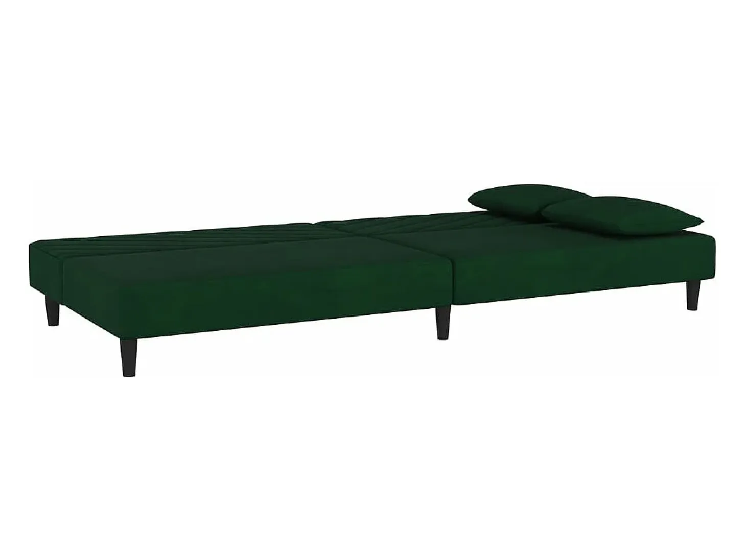Sofá cama de 2 plazas con dos almohadas terciopelo verde oscuro