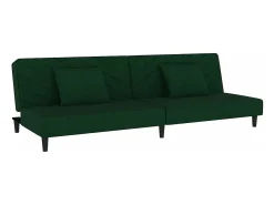 Sofá cama de 2 plazas con dos almohadas terciopelo verde oscuro
