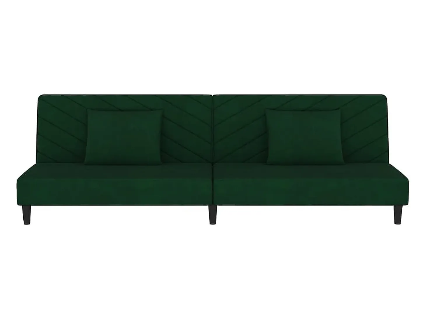 Sofá cama de 2 plazas con dos almohadas terciopelo verde oscuro