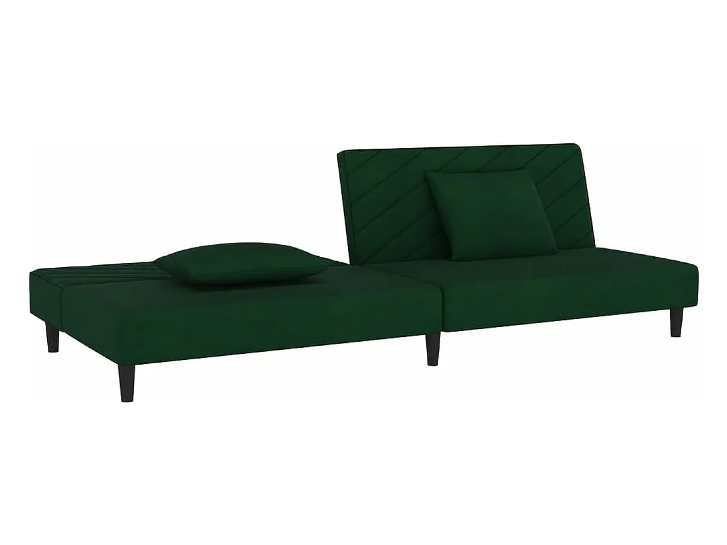 Sofá cama de 2 plazas con dos almohadas terciopelo verde oscuro