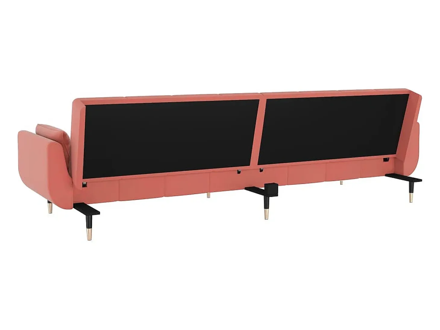 Sofá cama de 2 plazas con dos cojines terciopelo rosa