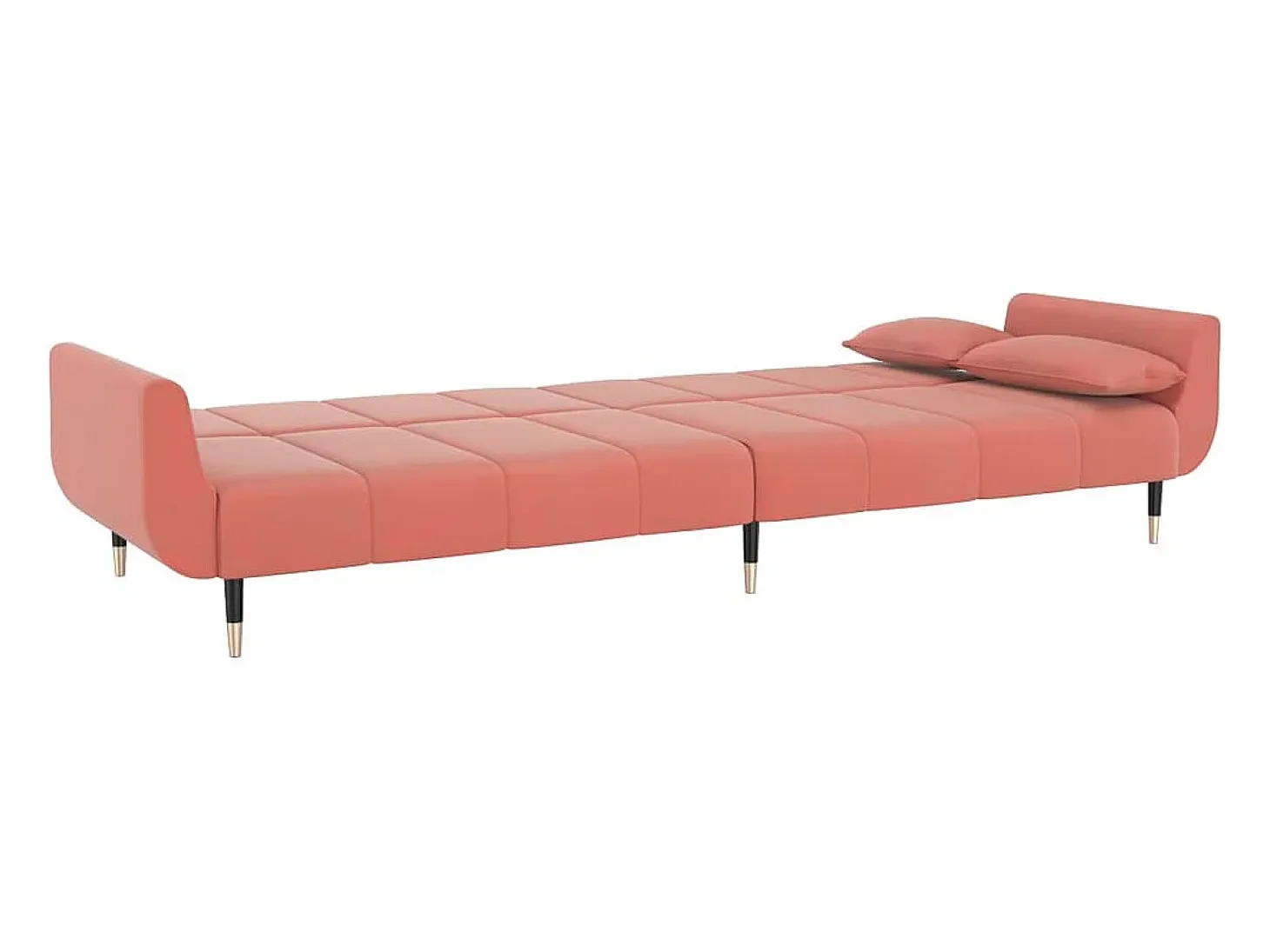Sofá cama de 2 plazas con dos cojines terciopelo rosa