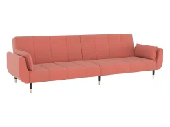 Sofá cama de 2 plazas con dos cojines terciopelo rosa
