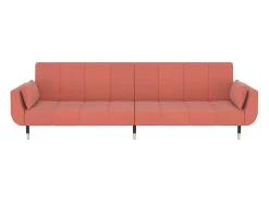 Sofá cama de 2 plazas con dos cojines terciopelo rosa