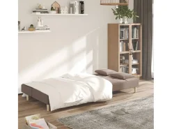 Sofá cama de 2 plazas con dos almohadas tela gris taupe