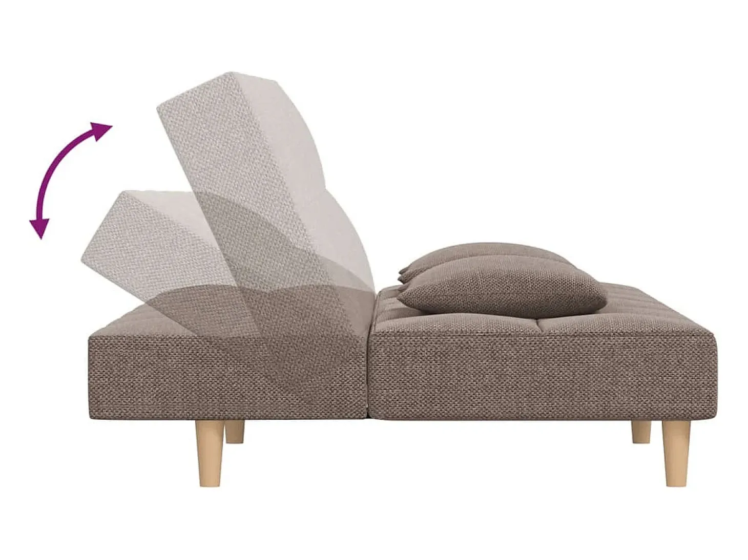 Sofá cama de 2 plazas con dos almohadas tela gris taupe
