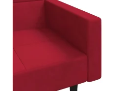 Sofá cama de 2 plazas con dos almohadas terciopelo rojo tinto