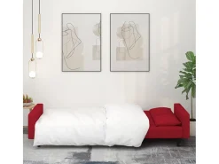 Sofá cama de 2 plazas con dos almohadas terciopelo rojo tinto