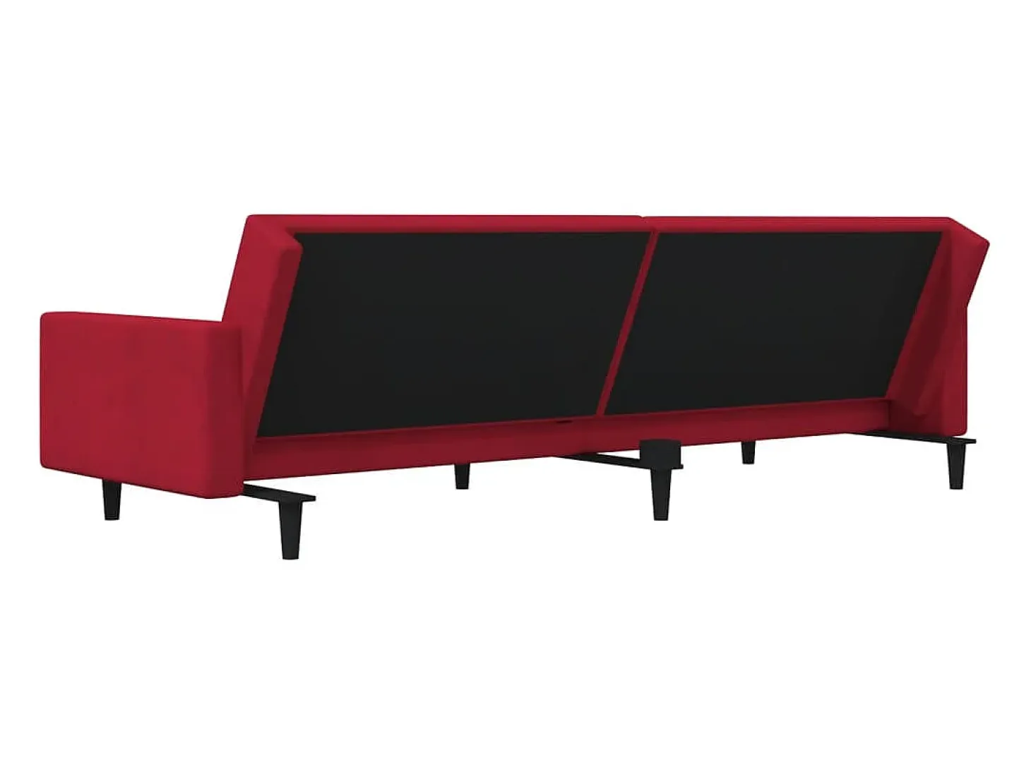 Sofá cama de 2 plazas con dos almohadas terciopelo rojo tinto