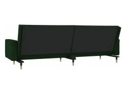 Sofá cama de 2 plazas con dos almohadas terciopelo verde oscuro