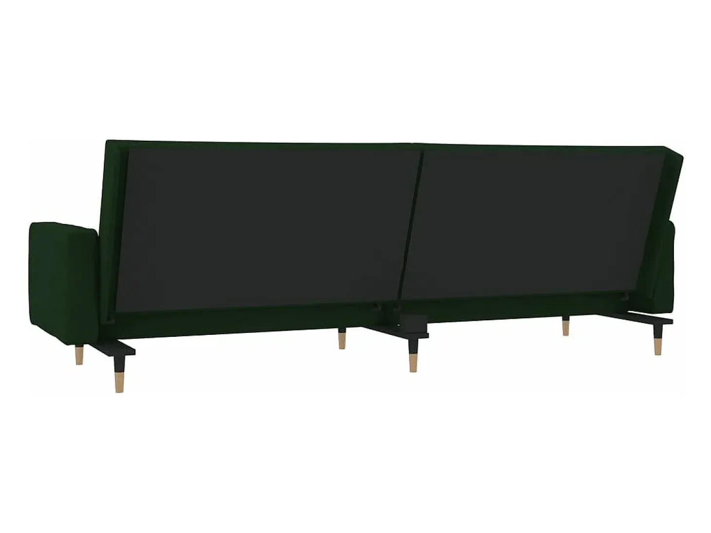 Sofá cama de 2 plazas con dos almohadas terciopelo verde oscuro