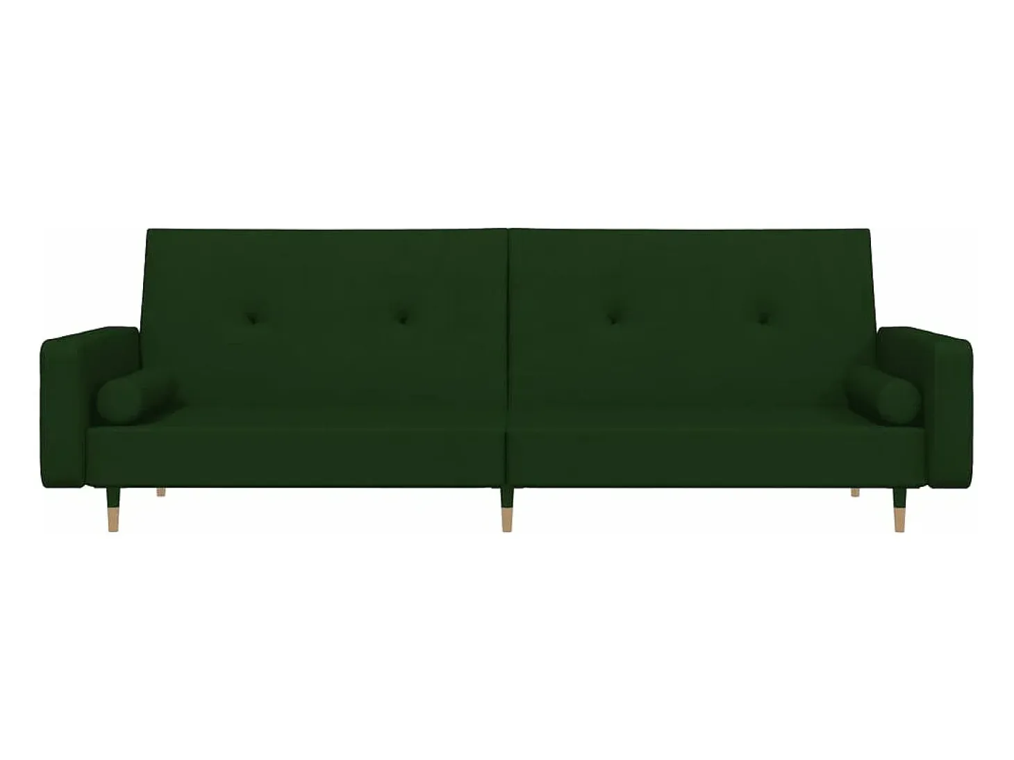 Sofá cama de 2 plazas con dos almohadas terciopelo verde oscuro