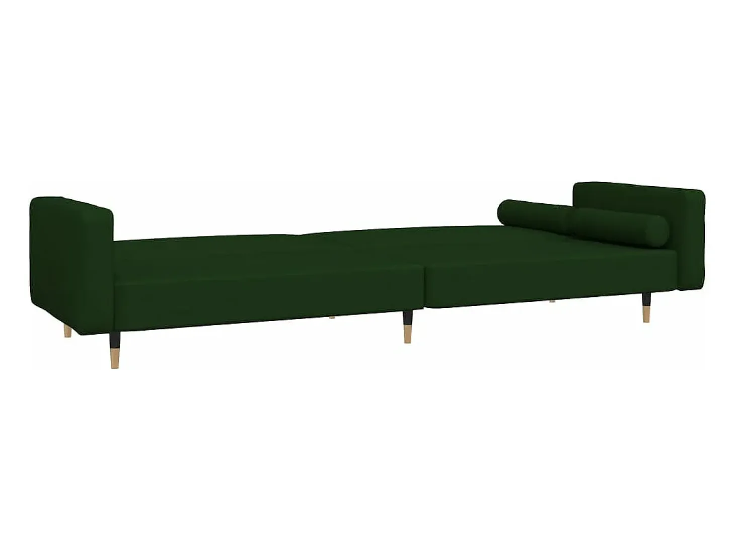 Sofá cama de 2 plazas con dos almohadas terciopelo verde oscuro