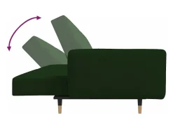 Sofá cama de 2 plazas con dos almohadas terciopelo verde oscuro