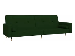 Sofá cama de 2 plazas con dos almohadas terciopelo verde oscuro