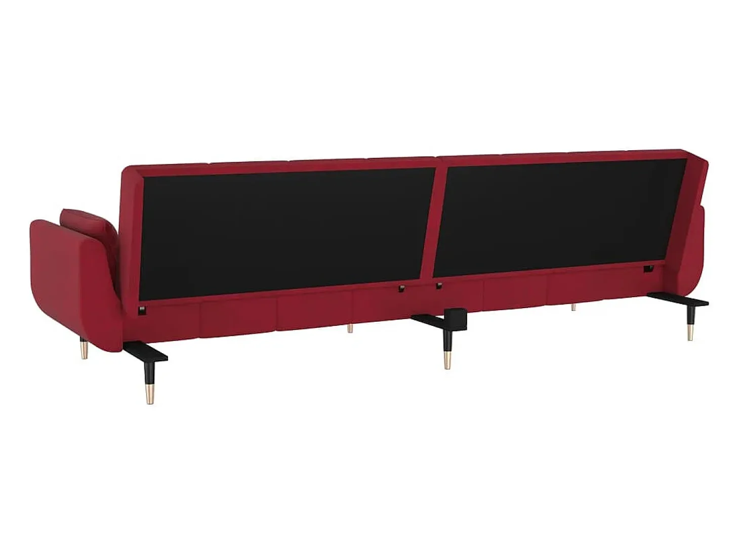 Sofá cama de 2 plazas con dos almohadas terciopelo color vino