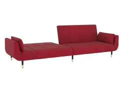 Sofá cama de 2 plazas con dos almohadas terciopelo color vino