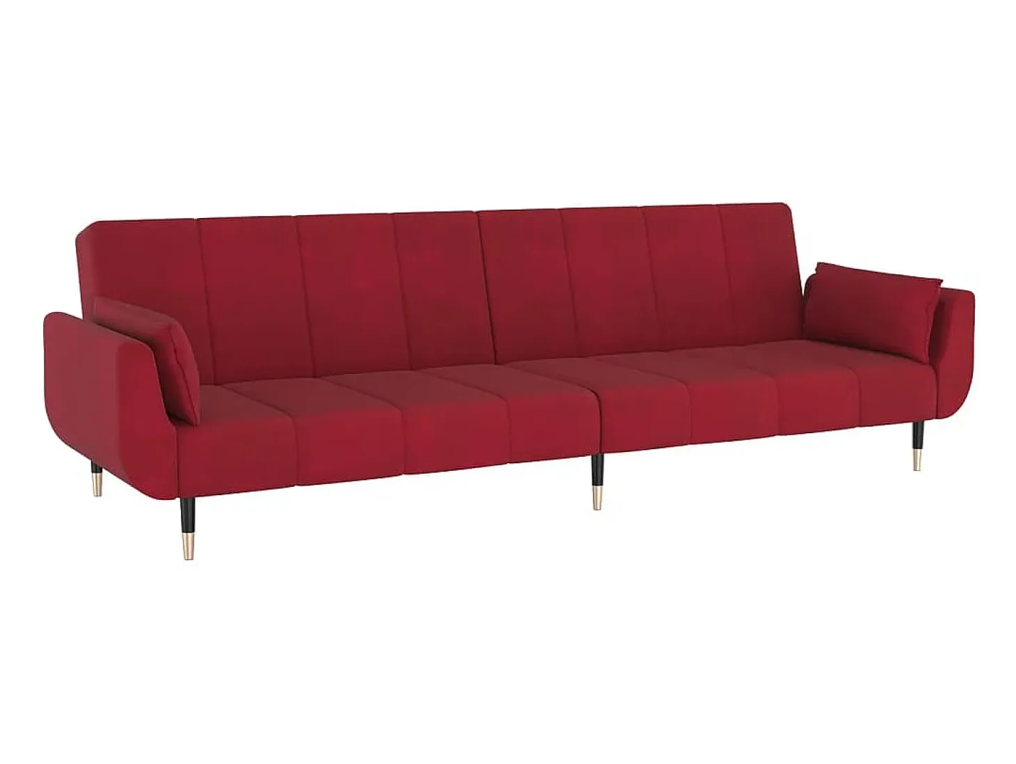 Sofá cama de 2 plazas con dos almohadas terciopelo color vino