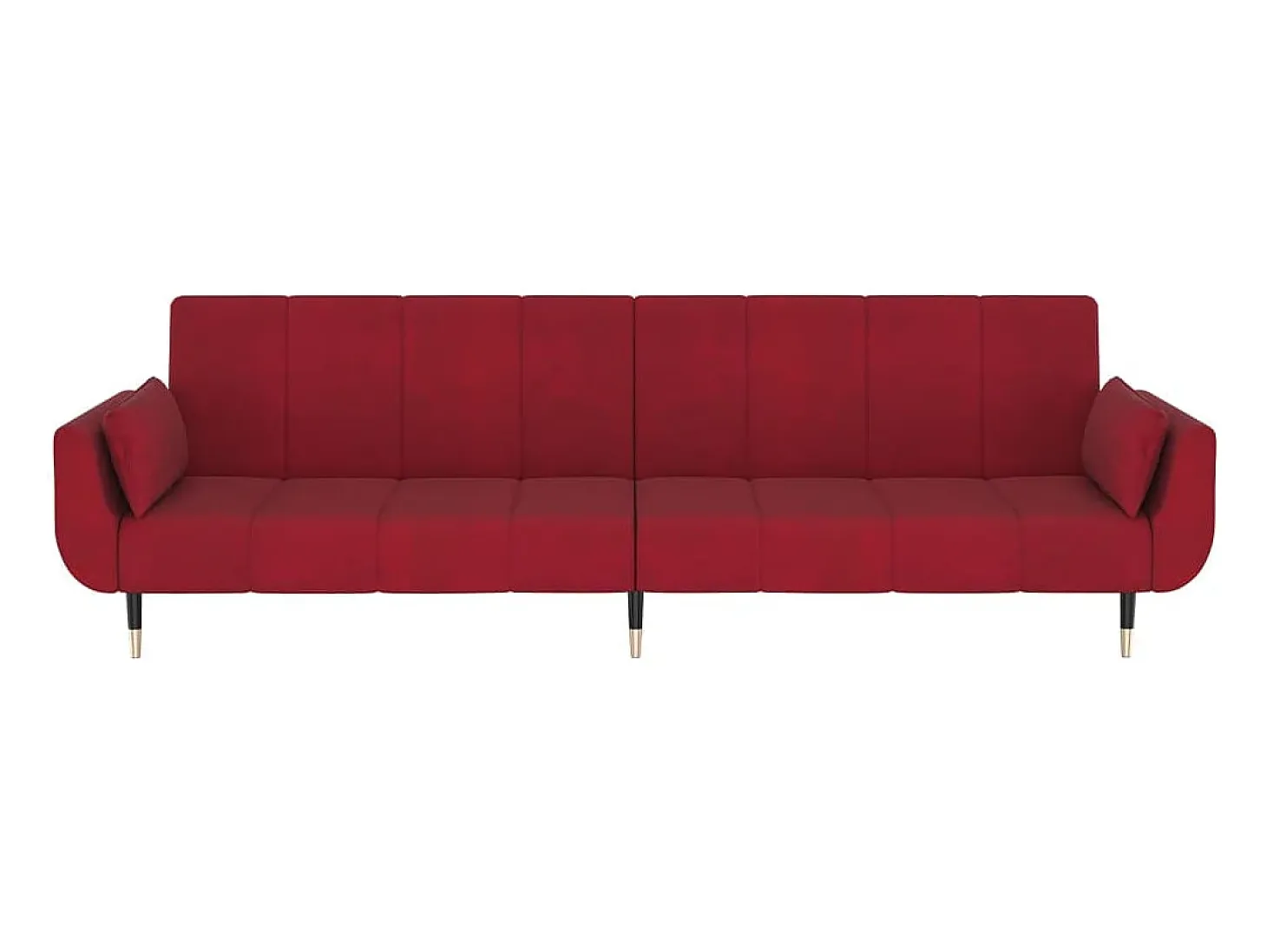 Sofá cama de 2 plazas con dos almohadas terciopelo color vino