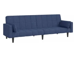 Sofá cama de 2 plazas con dos almohadas tela azul PWFG45398