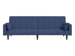 Sofá cama de 2 plazas con dos almohadas tela azul PWFG45398