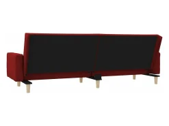 Sofá cama de 2 plazas con dos almohadas tela color vino