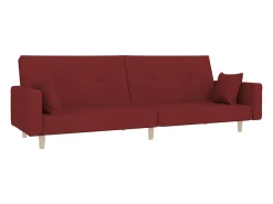 Sofá cama de 2 plazas con dos almohadas tela color vino