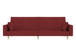 Sofá cama de 2 plazas con dos almohadas tela color vino