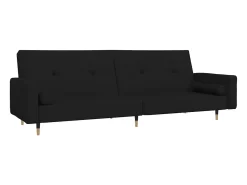 Sofá cama de 2 plazas con dos almohadas terciopelo negro