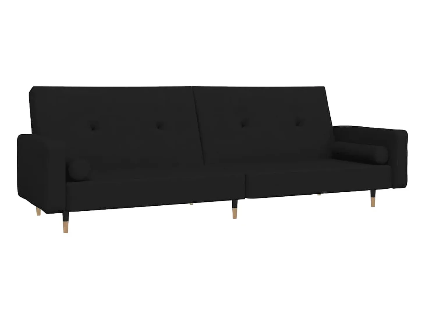 Sofá cama de 2 plazas con dos almohadas terciopelo negro