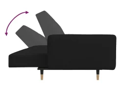 Sofá cama de 2 plazas con dos almohadas terciopelo negro