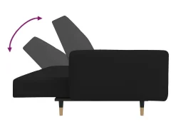 Sofá cama de 2 plazas con dos almohadas terciopelo negro